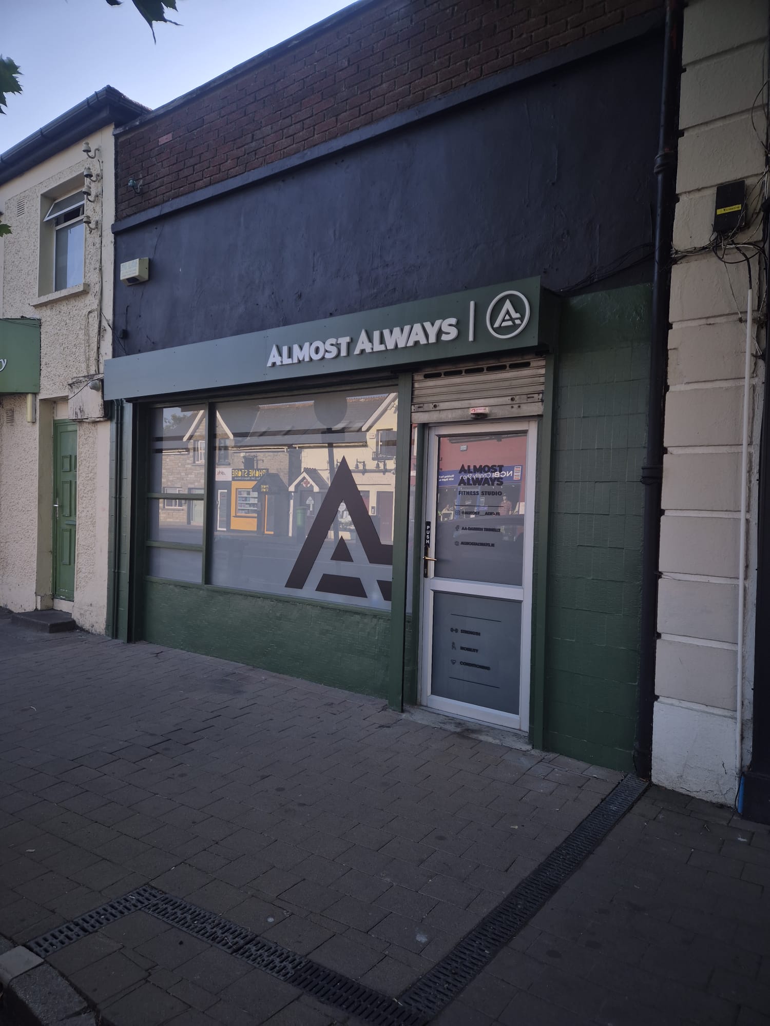 Almost Always Fitness Studio shopfront on Main Street, Dunshaughlin
